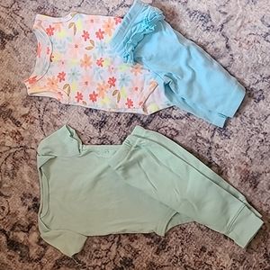 Two 0-3 month old baby girl outfits